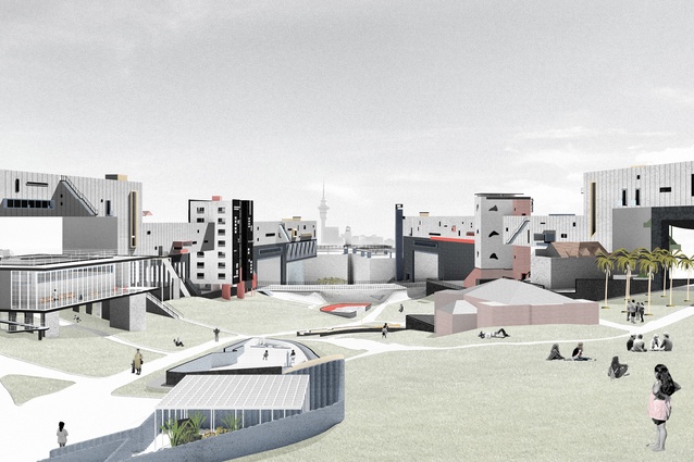 Kim's 2014 thesis project, <em>Auckland’s Archipelago: piecing together Myers Park</em>.