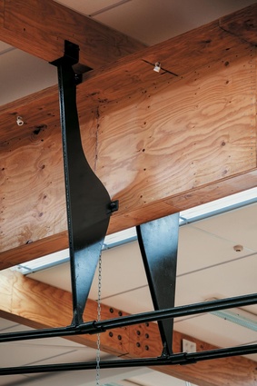The tensile truss supporting the sports court roof are a hoe or paddle derivation.