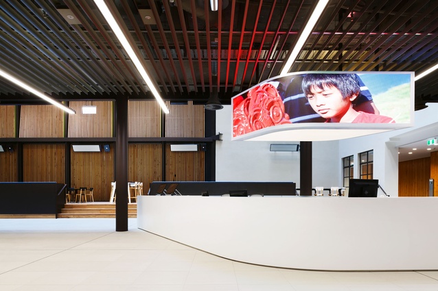 MBIE's reception area broadcasts a modernist welcome. 