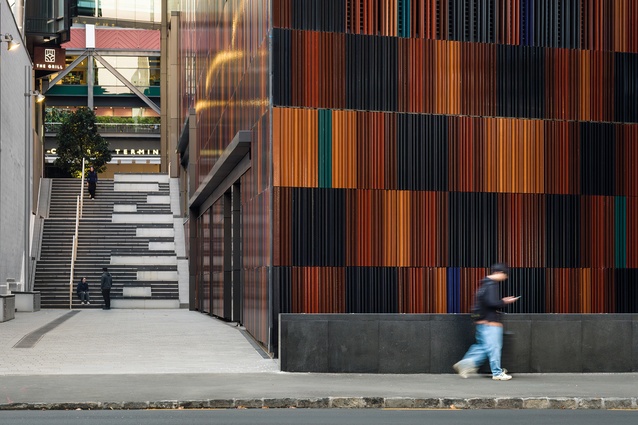 The laneway on the northern side of the NZICC, viewed from Nelson Street.