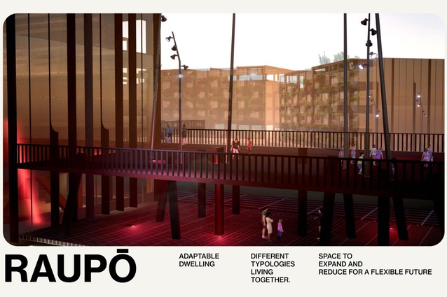 The winning design concept: Raupō by Ella Knapton, Francis Orendain and Douglas Gonçalves.