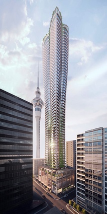 Cox Architecture in association with WSP Opus created a tower which aims to improve the first 20 storeys of building for the pedestrian. Therefore, the proposed tower has a larger mass above the 20-storey mark.