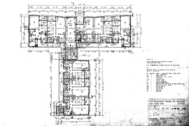 Original first-floor plan – Blocks A and B.