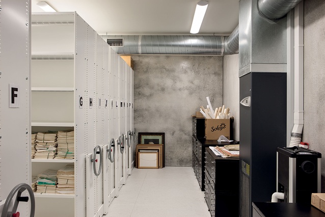 The storage room has a controlled climate to protect precious records. 