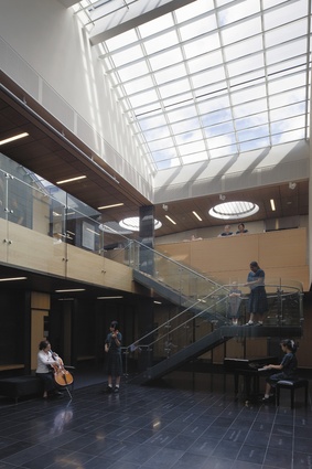 Students enjoy the spacious atrium.