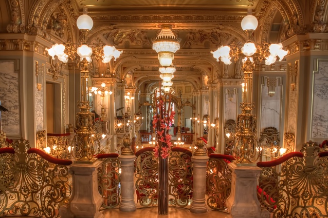 The New York Cafe in Budapest features a Baroque interior.