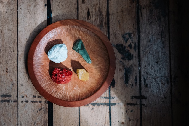 The warm, earthen tones featured in Tane’s palette were inspired by this handcrafted bowl made from the wood of a 1000-year old matai tree.