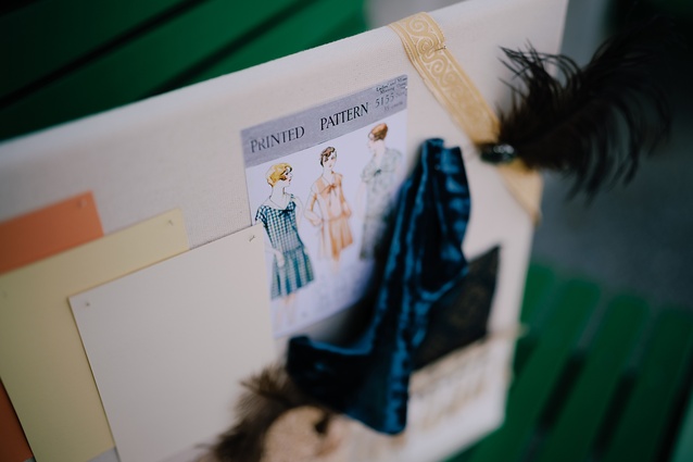 Fabric textures and Resene colour selection in Tamzyn’s artwork. 