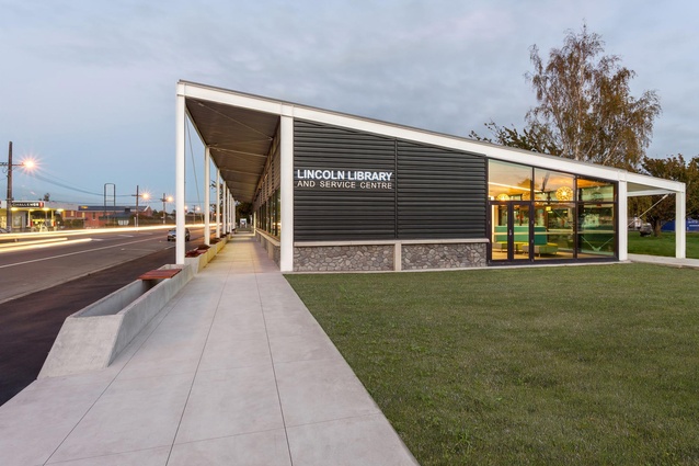 Public Architecture Award: Lincoln Library and Service Centre by Warren and Mahoney. East elevation.