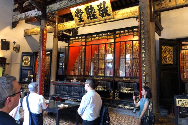 Visitors to the Han Jiang Ancestral Temple sanctuary in George Town, Penang.