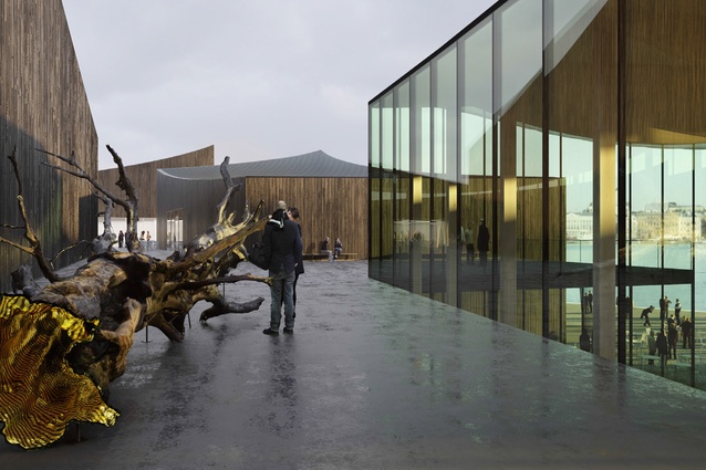 Moreau Kusunoki Architectes' flexible design allows for both indoor and outdoor exhibition spaces.
