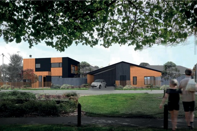 An artist’s impression of the 10 Homestar-rated house and a single-storey option.