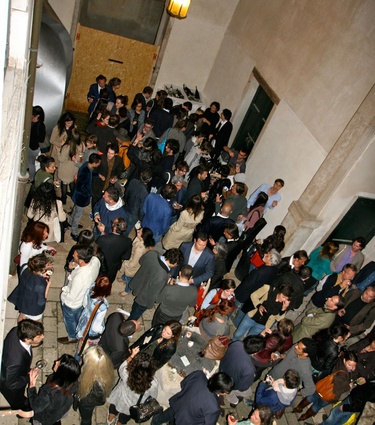 Visitors from around the world crowded into  Palazzo Bembo for the opening of the exhibition.