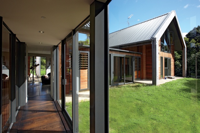 This eco-home in the Waitakere Ranges was conceptualised as a series of 'tents' positioned to optimise the site's coastal and bush location.