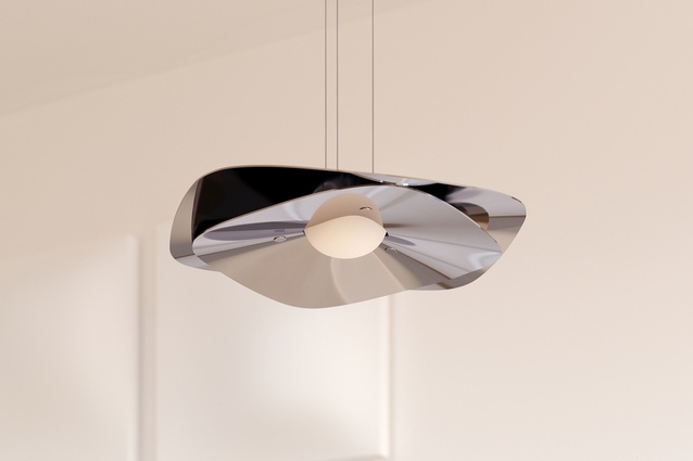 The La~De~Da pendant light by Nightworks Studio. Pictured here in the Chrome finish.