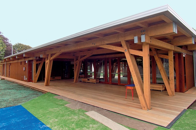 The Cathedral Grammar School, Christchurch. The design features EWP with complex rebated compression joints achieved with CNC accuracy by TimberLab.