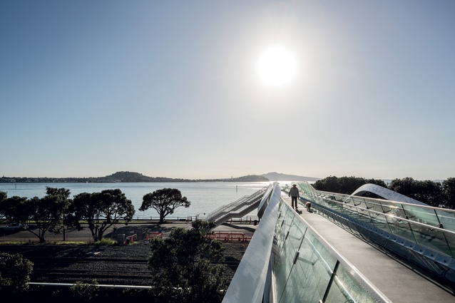 Point Resolution Bridge is directly aligned with Rangitoto Island in Auckland’s Hauraki Gulf.