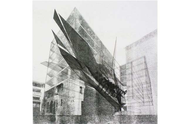 Perspective drawing from 3rd year design project 'The Rehabilitation of the Fragment'. 2009.
