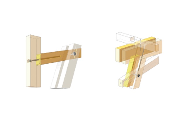Brace-to-glulam and brace-to-beam joints.
