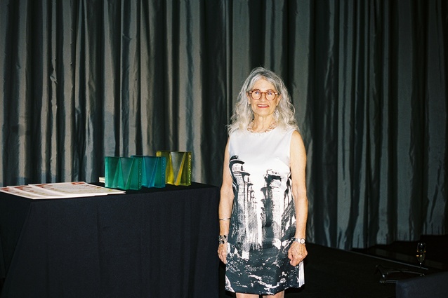 The cast-glass trophies were created by artist Ainsley O'Connell.