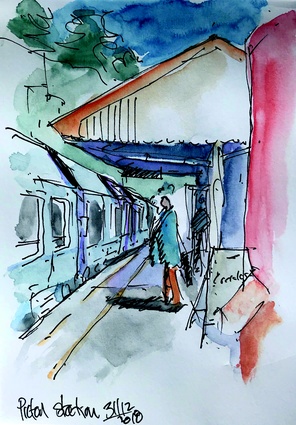 Picton Station, an illustration by Pip Cheshire, 2018