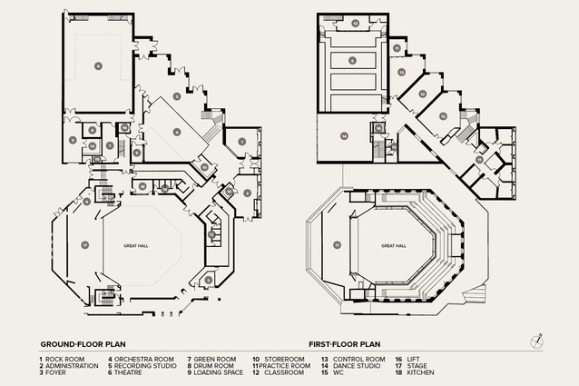 Ground and first-floor plans.