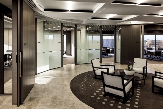 The suite of client meeting rooms on level 30 of the tower is finished in elegant, high quality materials.