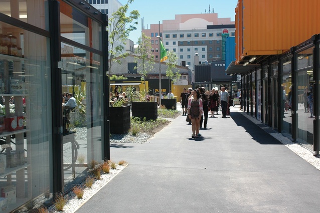 The Re:Start project in Christchurch. A container mall on Cashel Street.