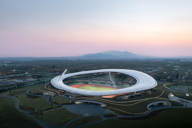 WAF 2023 winner of the Completed Buildings Sport category: Quzhou Stadium by MAD Architects in China.