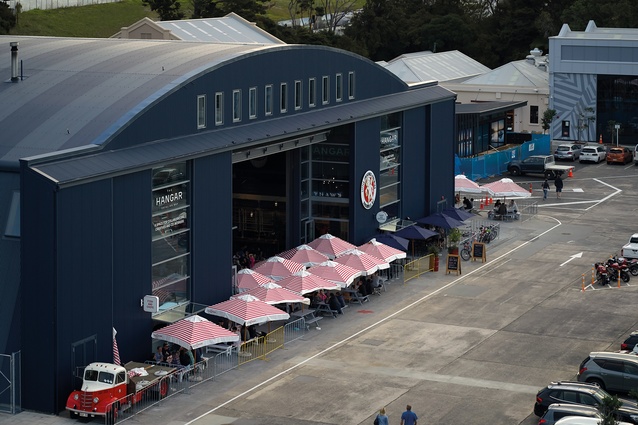 The hangar forms the centrepiece of a collection of heritage buildings.