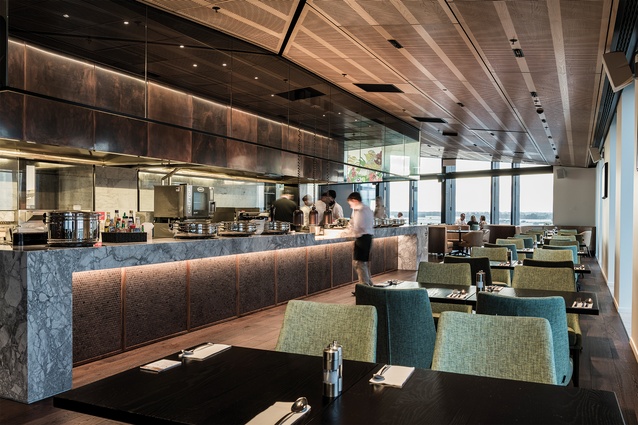 The bar, restaurant and conference facilities are all on the highest floor, and offer premium, panoramic views of both the Southern Alps and the airport runway.