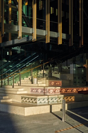 The Civic Steps laneway entrance has adjacent escalators adjoining the new Lower Queen Street Square.