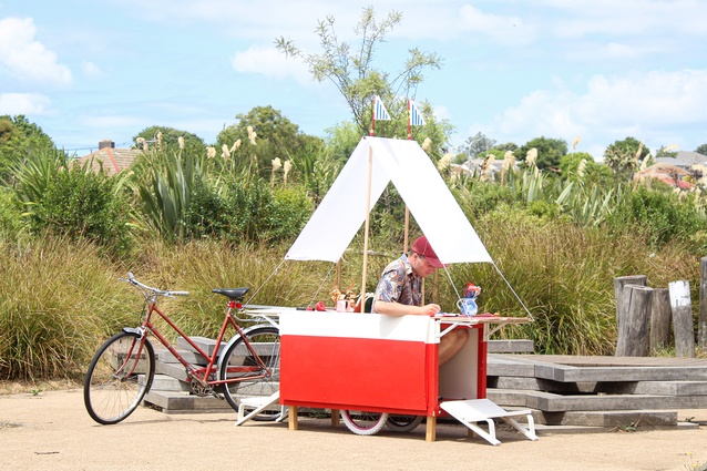 Feeling stuck inside during Covid, Finn envisioned a way to take his work outside. As a prototype, he created his little red bike boat and set sail. This led to a number of bike trailer and bike-led codesign processes where he engaged the community as an active mode advocate.