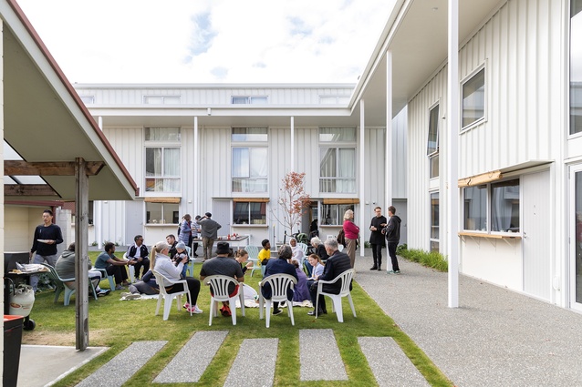 Residents’ barbecue at Oxford Terrace Baptist Church Housing by Andrew Barrie Lab, 2022.