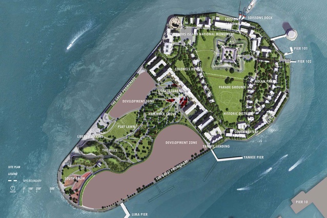 Site plan for the Governors Island Park and Public Space masterplan, New York.