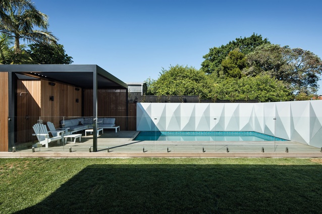 The pool surround is made from glass-reinforced concrete.