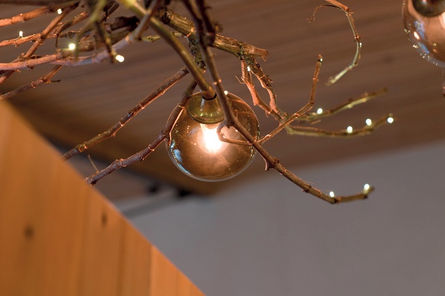 The glass spheres on the lights were hand-blown at Lava Glass in Taupo. 