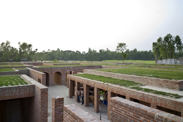 Friendship Centre, Gaibandha, Bangladesh. The centre is constructed and finished primarily with local hand-made bricks.

