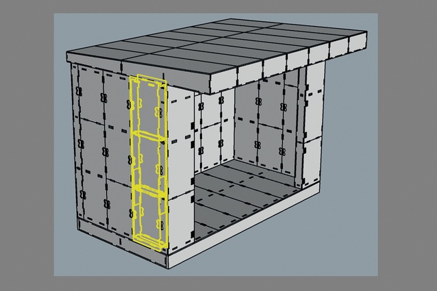 Digital model of the EDFAB construction system’s ‘sleepout’ structure.
