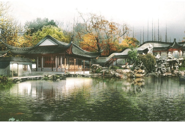 An image of Dunedin's Chinese garden, reference material for Zhang's thesis.