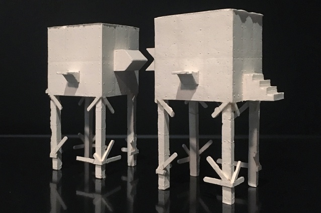 A plaster cast from Redmond's thesis project based on John Hejduk's <em>Object/Subject</em>.