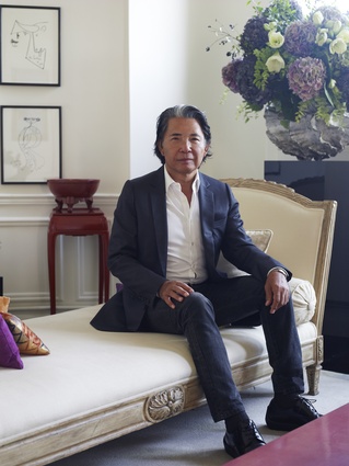 Fashion designer Kenzo Takada in his Paris apartment. 