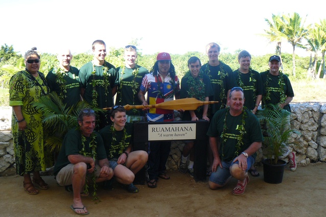 The 11-man build team of 'Team Niue' at the finish of their two-week construction of the new day-bed facility. 