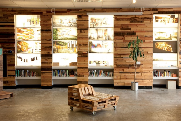 The Sustainability Trust Enviro-Centre in Wellington, with rustic, recycled wood cladding. 