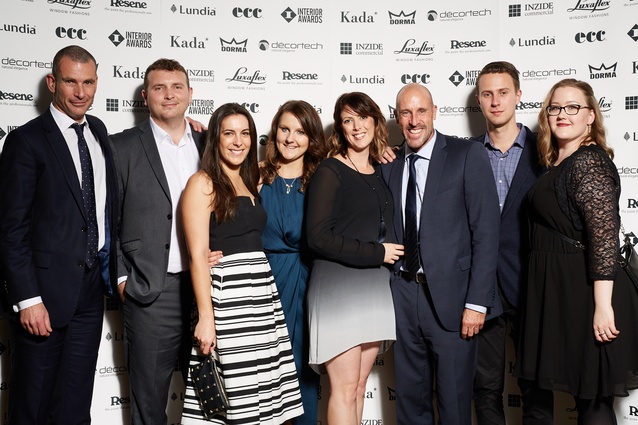 From left to right: Dave White, Kerry Thomas, Amy Chan, Charlie Wooding, Amy Armstrong, Alan Bunce, Ivan Fadjukoff and Callie Arnold from Kada – Interior Awards sponsors.