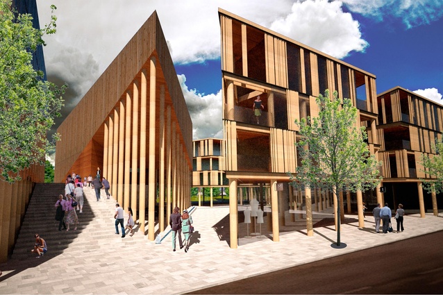 A view of the Andrew Sexton Architecture-designed entry. Along with winning first equal, it also won the special prize for Timber Use. 