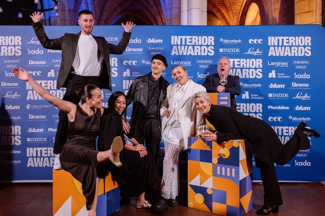 The team at Izzard Design, finalists in the Hospitality award, from left: Michael Wingham, Kate Wotherspoon, Lai Twiss, Jarvis Dolman, Darelle McWilliams, Paul Izzard and Nicole Pangari.