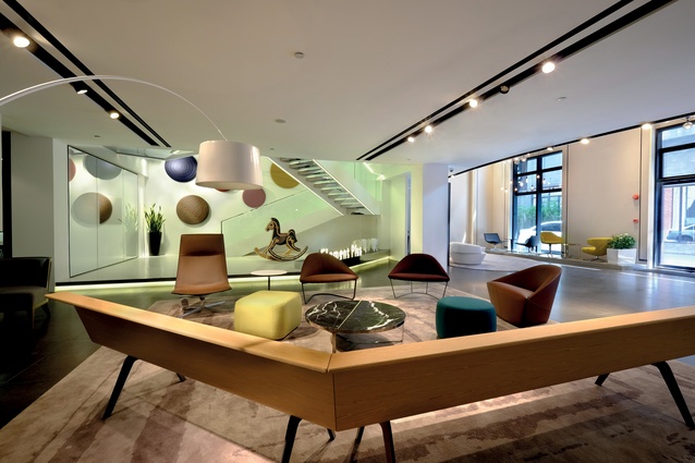 The lobby in Element Plus’ new building in Shanghai, by PDM International. 