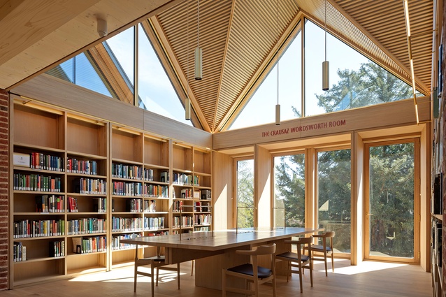 The New Library, Magdalene College in Cambridge by Níall McLaughlin Architects. The design includes closed-off rooms where groups of people can hold conversations.