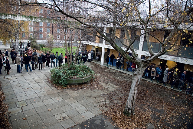 Visitors queue to enter the London flat in 2008.
